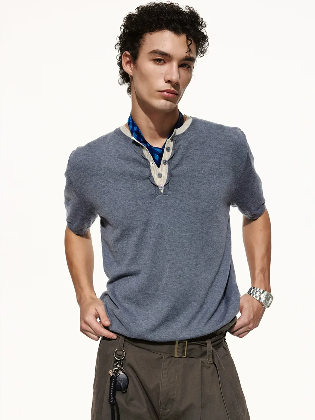 OPENFLY | Short-Sleeve Knit Henley Polo Shirt