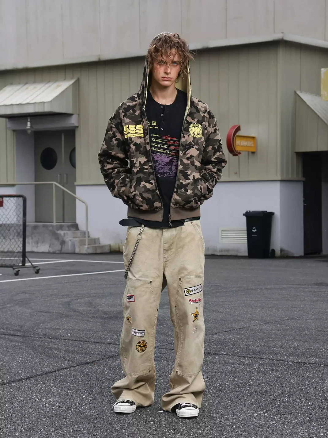 SAXGENWON | Reversible Camouflage Waffle Cropped Zip Hoodie