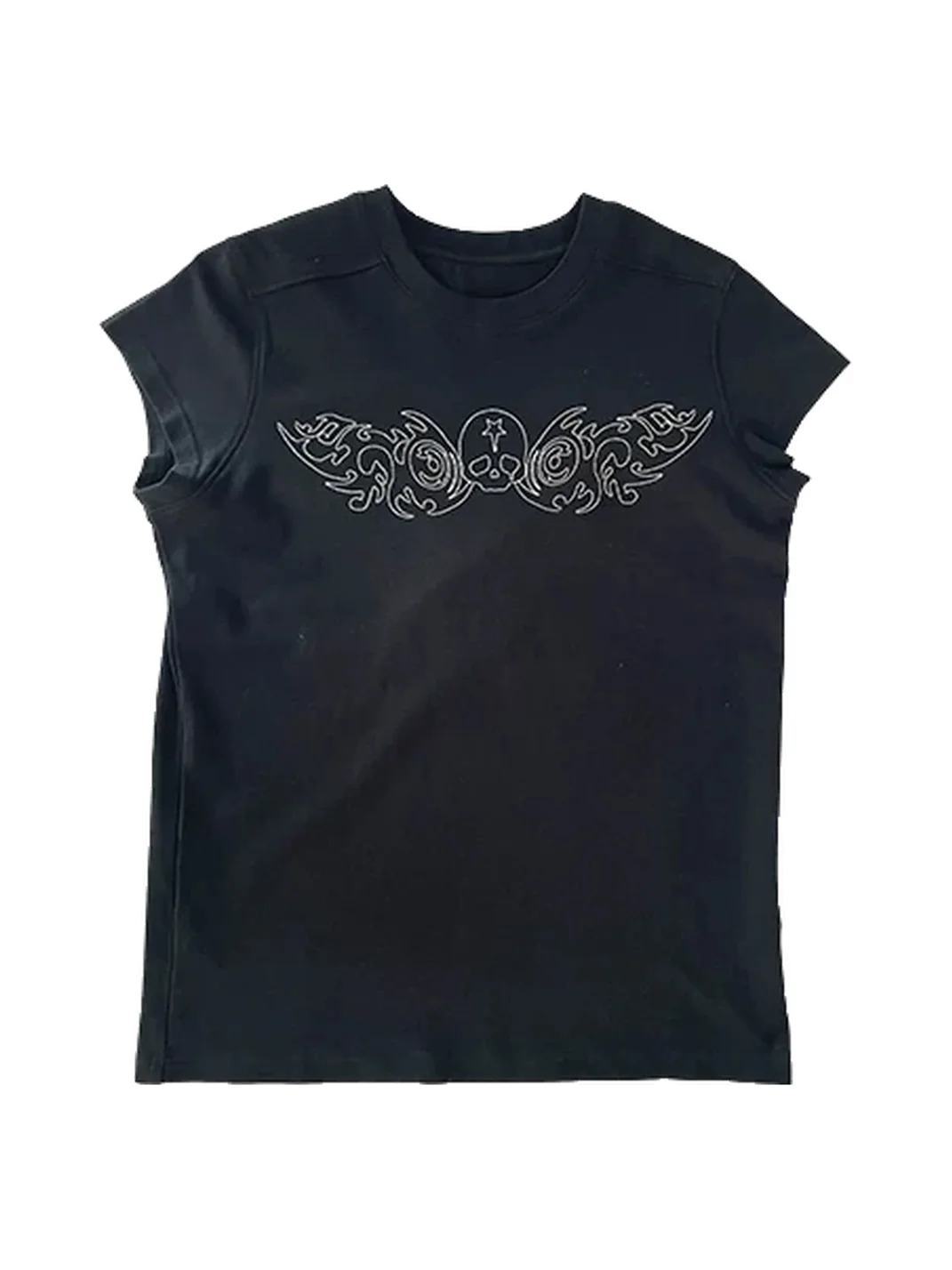 WASTED | Tribal Skull Embroidered Cap Sleeve T-Shirt