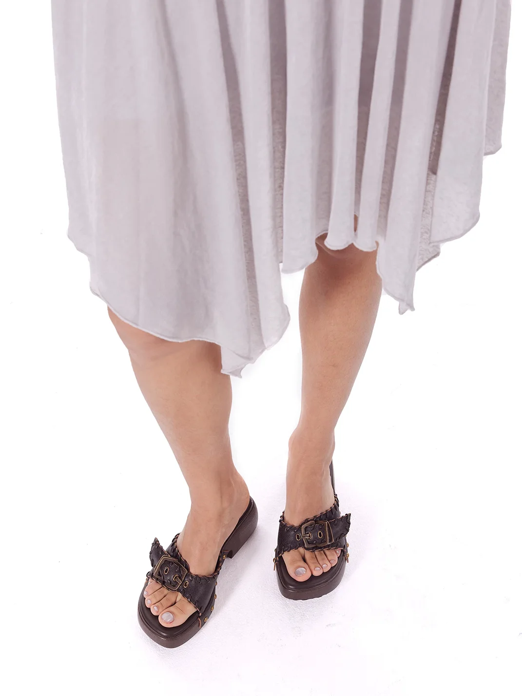 Arcadiagyal | Woven Leather Platform Clog Slides