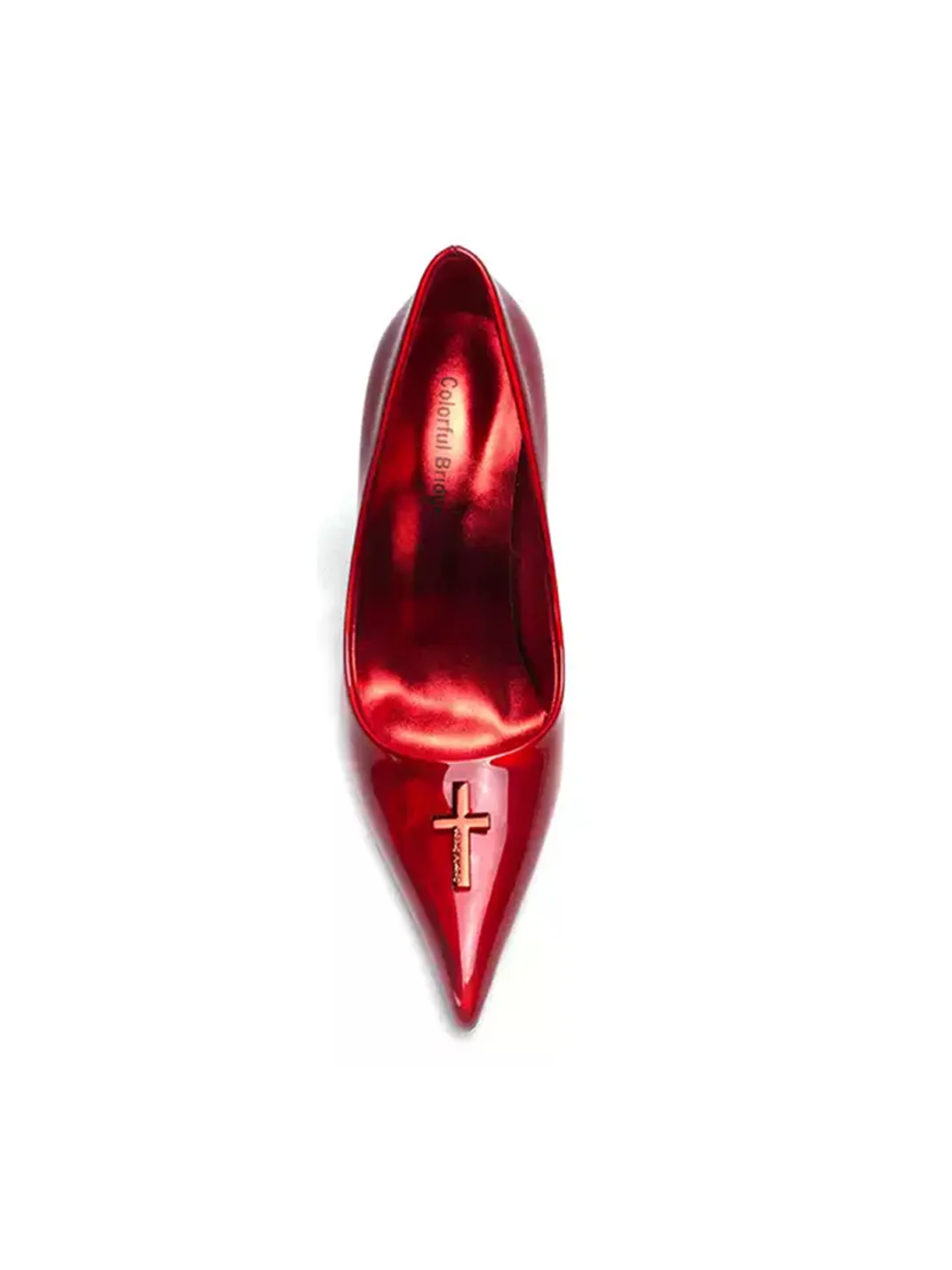 Colorful Bridge | Crucifix Pointed-Toe Red Wedding Heels