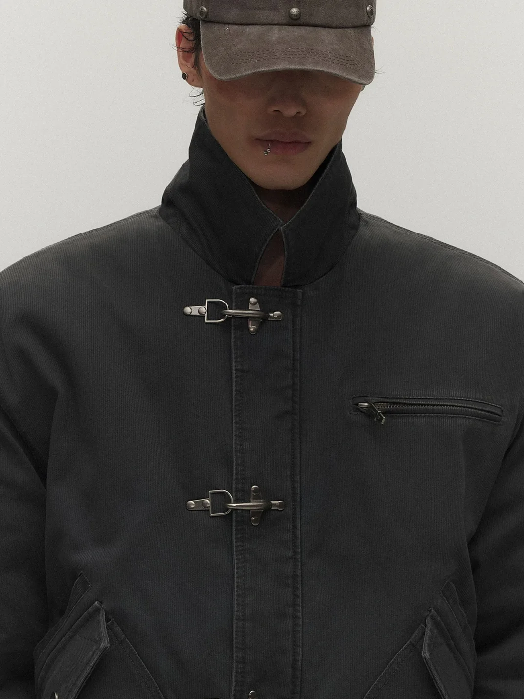 SAXGENWON | Lambskin Collar Oversized Retro Streetwear Padded Jacket