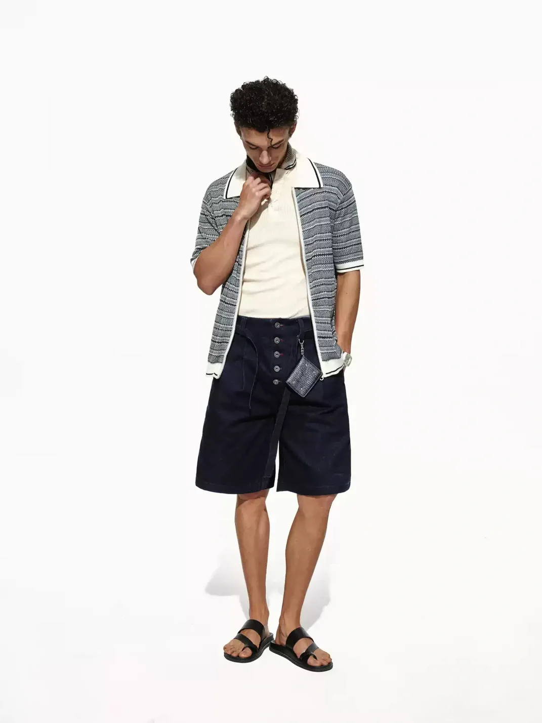 OPENFLY | Short Sleeve Striped Zip Polo Shirt