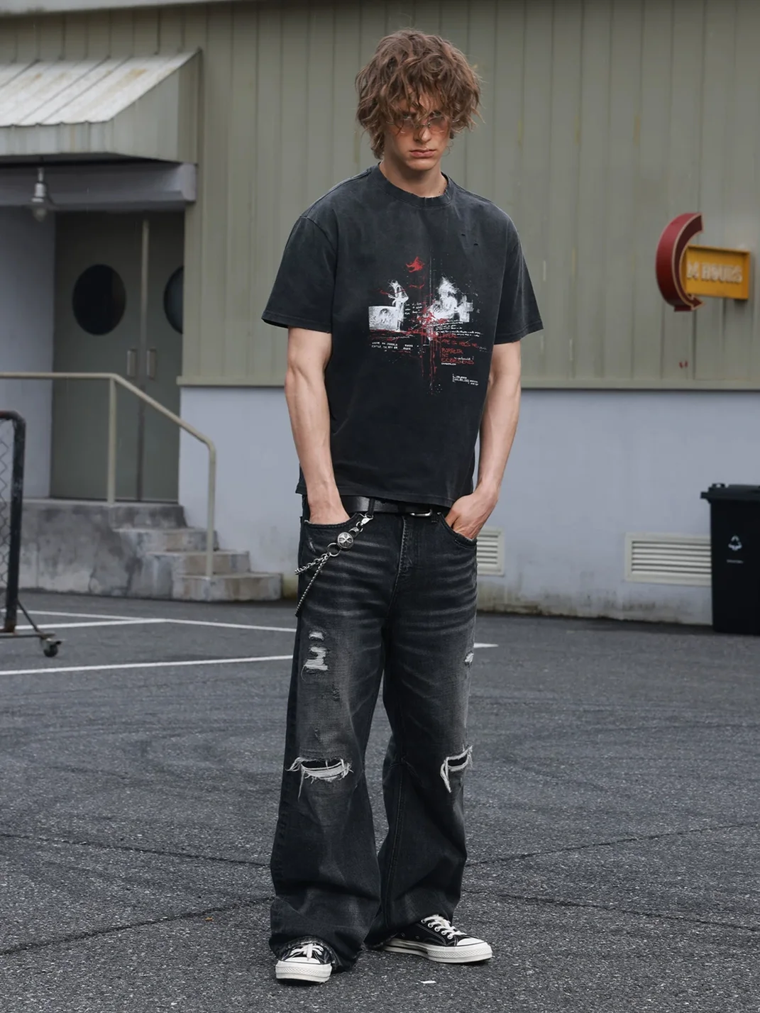 SAXGENWON | Distressed Washed Graphic Boxy T-Shirt