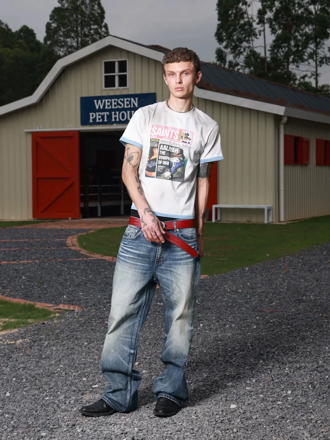 VOWPROGRESS | Washed Whiskered Loose Micro-Flare Jeans