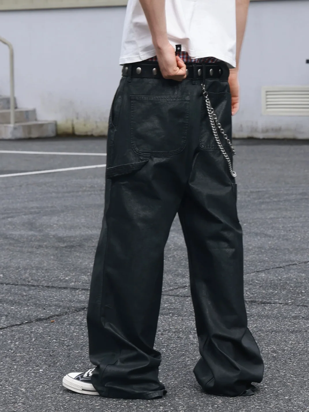 SAXGENWON | Waxed Washed Baggy Straight-Leg Cargo Pants