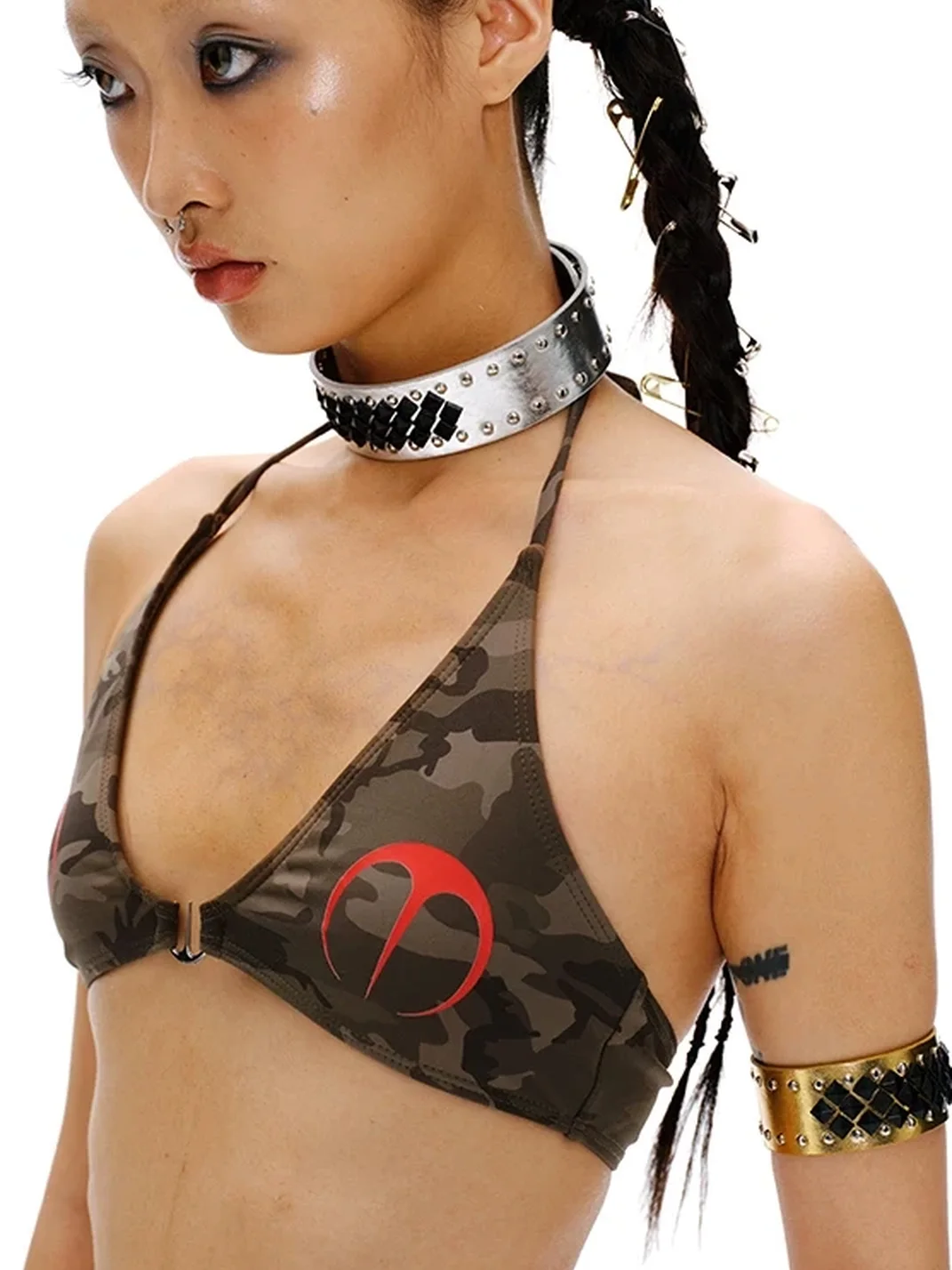 SchwarzGold | Y2K Two-Tone Studded Leather Choker