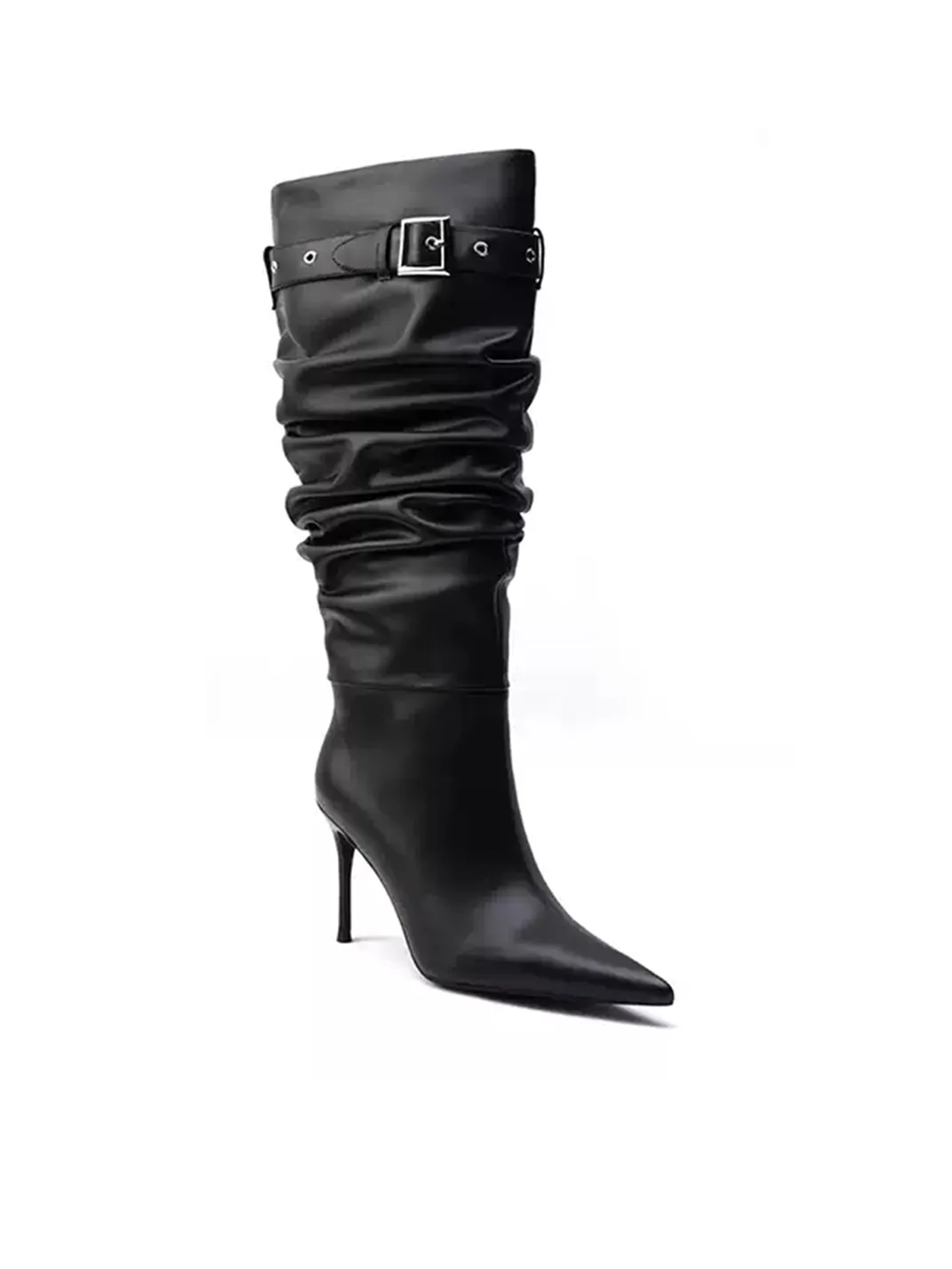 Colorful Bridge | Pleated Pointed-Toe Stiletto Tall Boots