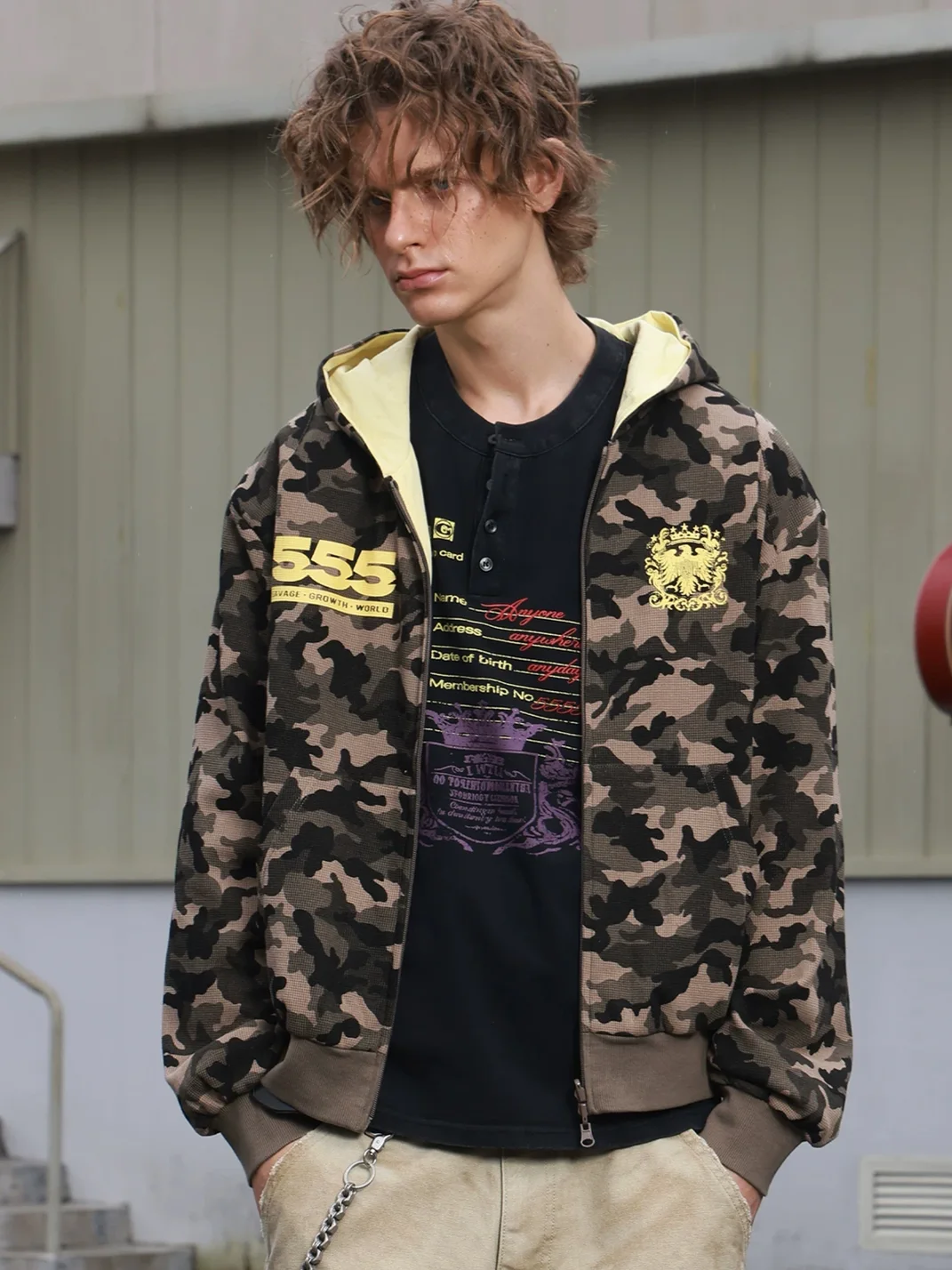 SAXGENWON | Reversible Camouflage Waffle Cropped Zip Hoodie