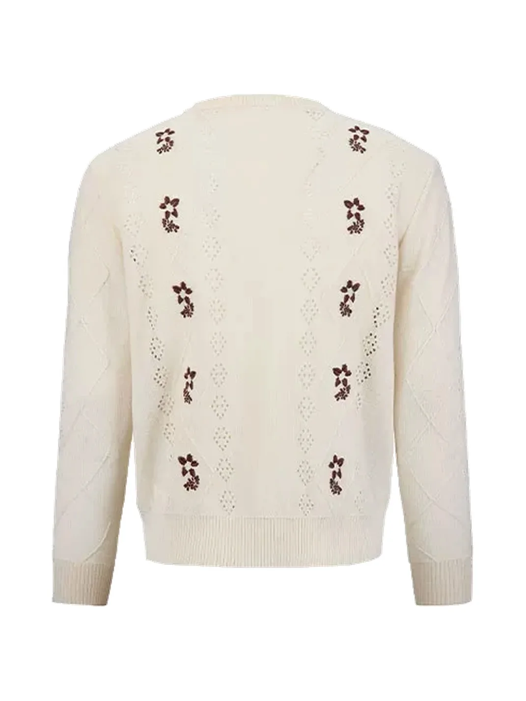 OPENFLY | Embroidered Openwork Long Sleeve Knit Cardigan