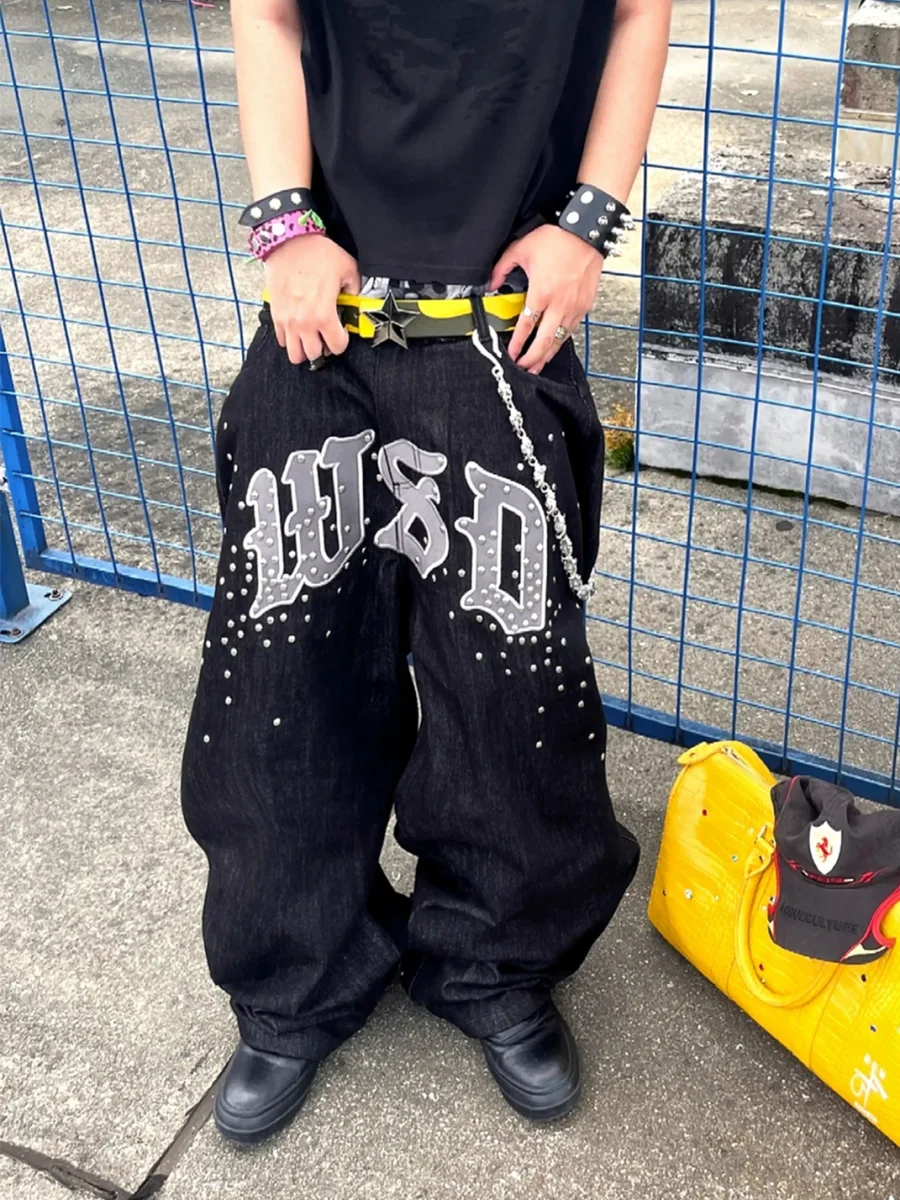 WASTED | Embroidered Studded Baggy Jeans - 3