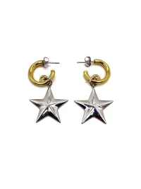 SchwarzGold | Two-Tone 3D Star Hoop Earrings