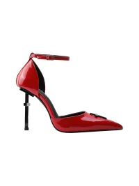 Colorful Bridge | Red Patent Pointed-Toe Strappy Heels