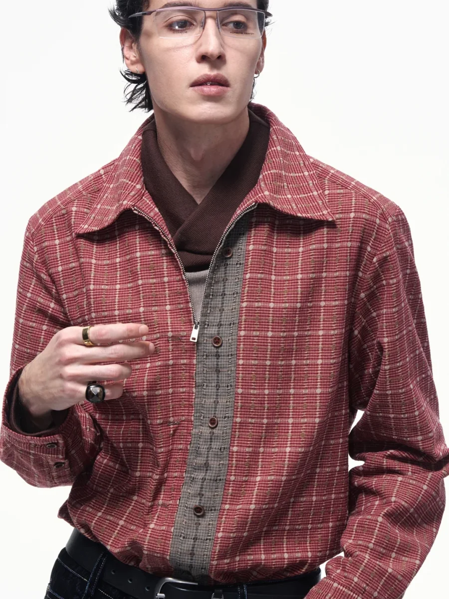 OPENFLY | Vintage Plaid Cropped Zip Button Shirt - 3