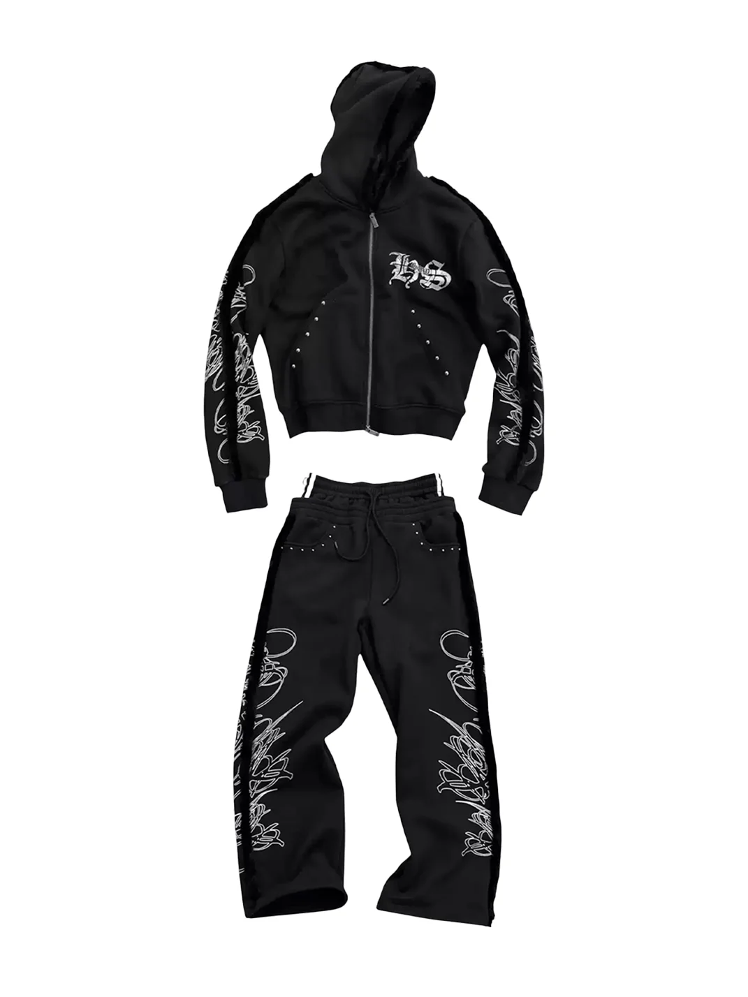 SAXGENWON | Silver Thorn Print Hoodie Sweatpants Set