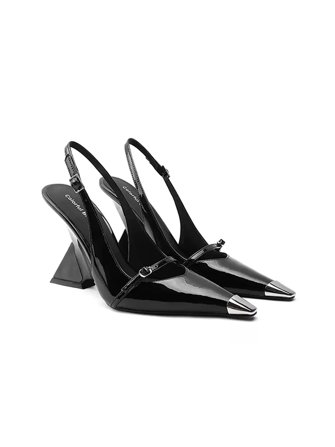 Colorful Bridge | Patent Leather Geometric Wedge Slingback Heels