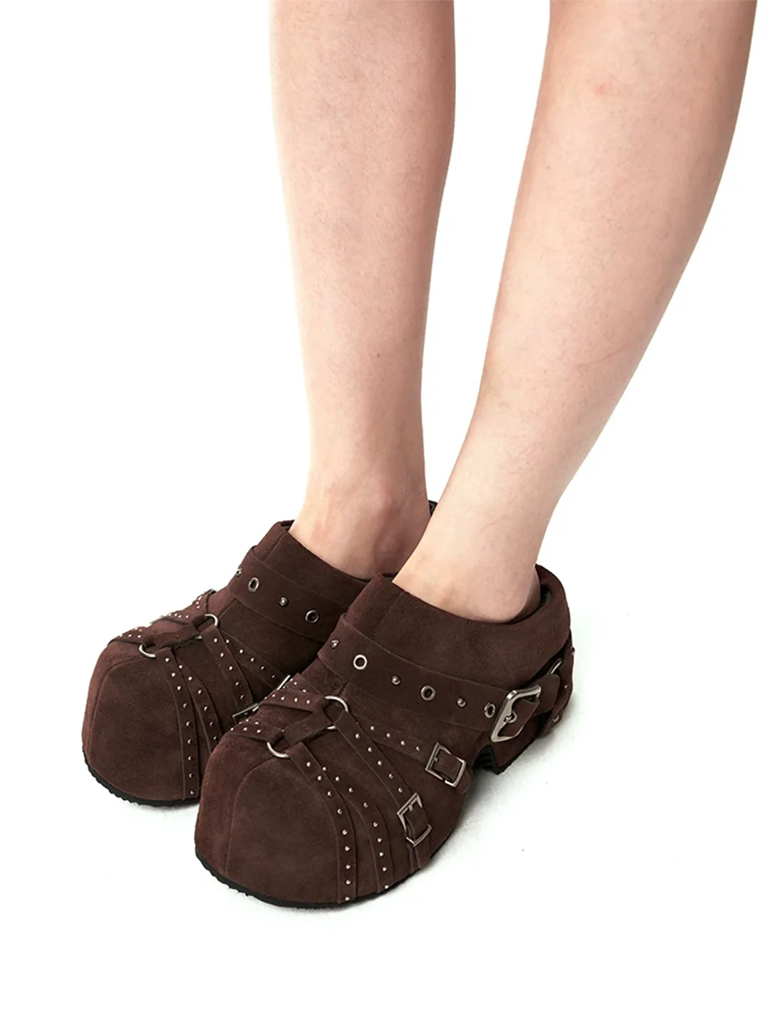 Arcadiagyal | Studded Buckle Platform Closed-Toe Mules