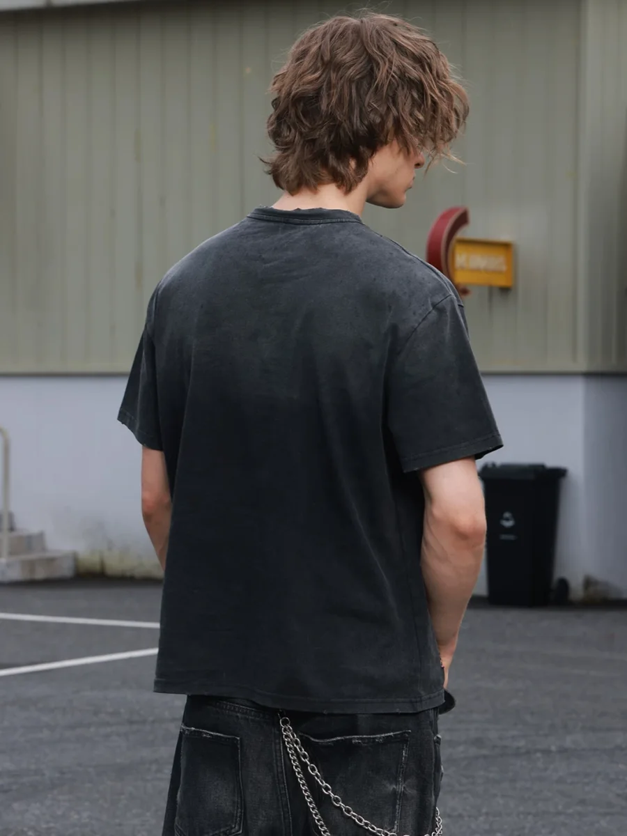 SAXGENWON | Distressed Washed Graphic Boxy T-Shirt - 4