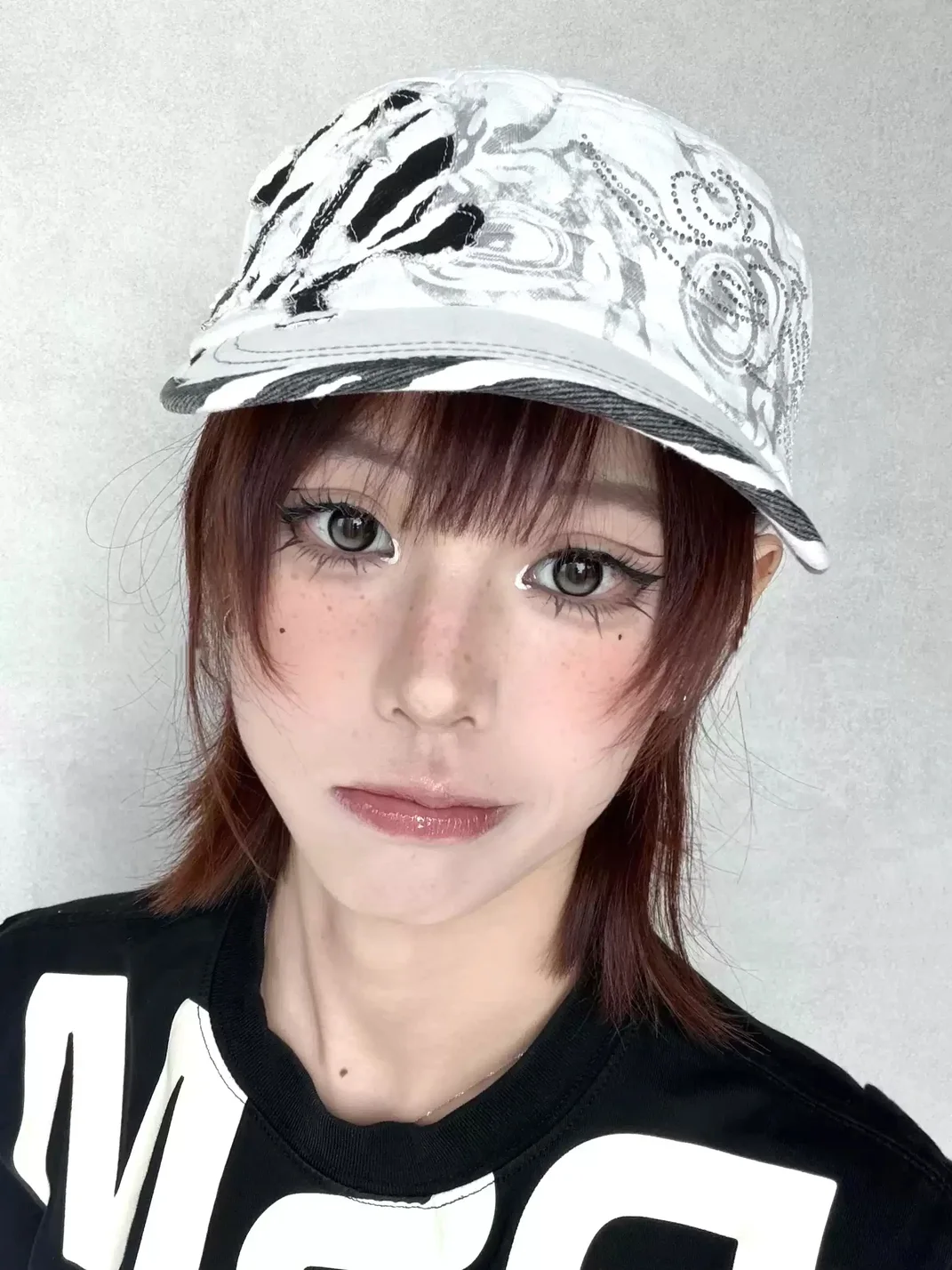 WASTED | Zebra Trim Rhinestone Embroidered Flat Top Cap