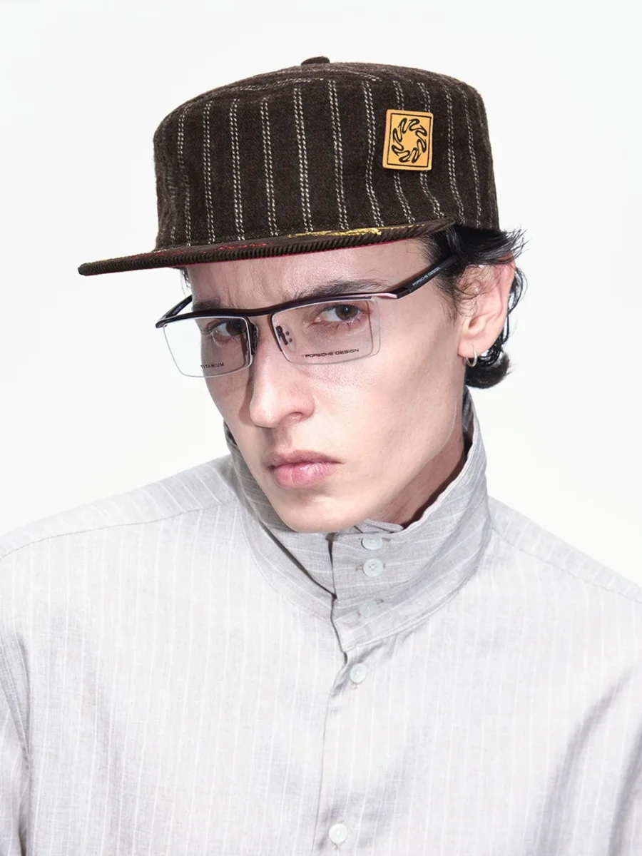 OPENFLY | Vintage Corduroy Striped Embroidered Flat-Brim Cap - 3