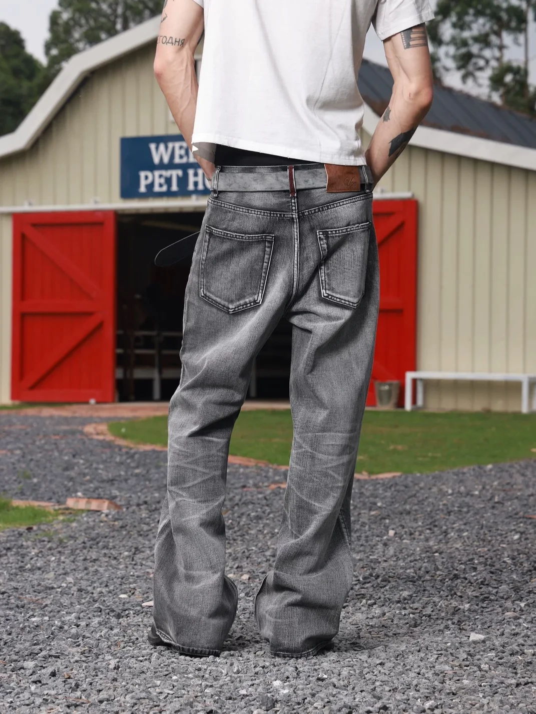 VOWPROGRESS | Washed Whiskered Loose Micro-Flare Jeans