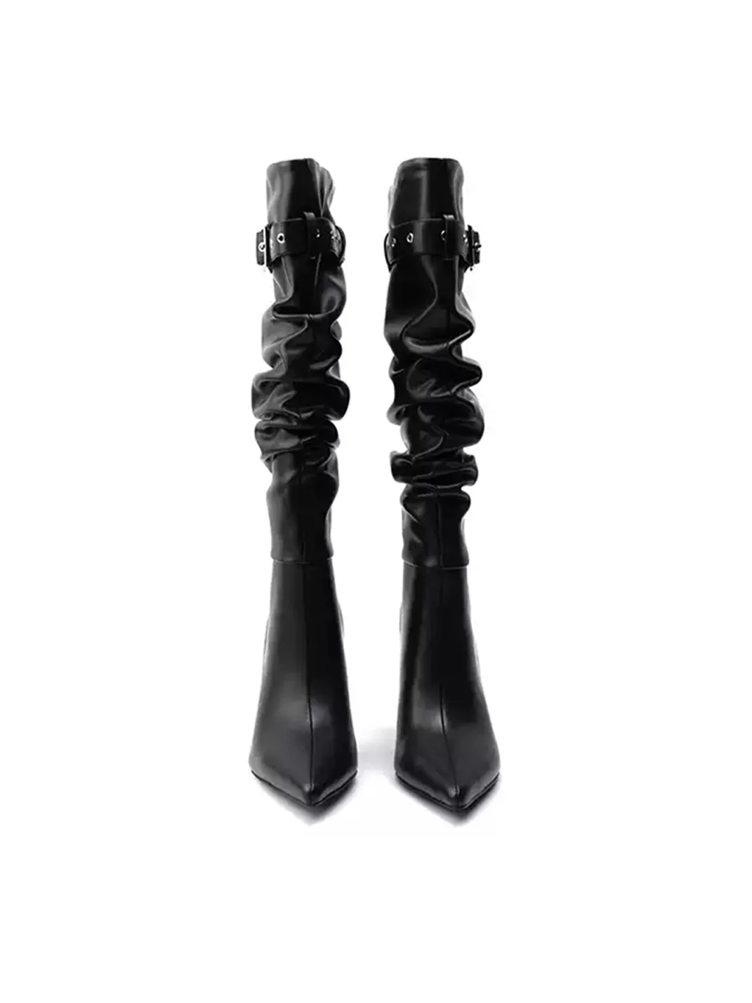 Colorful Bridge | Pleated Pointed-Toe Stiletto Tall Boots