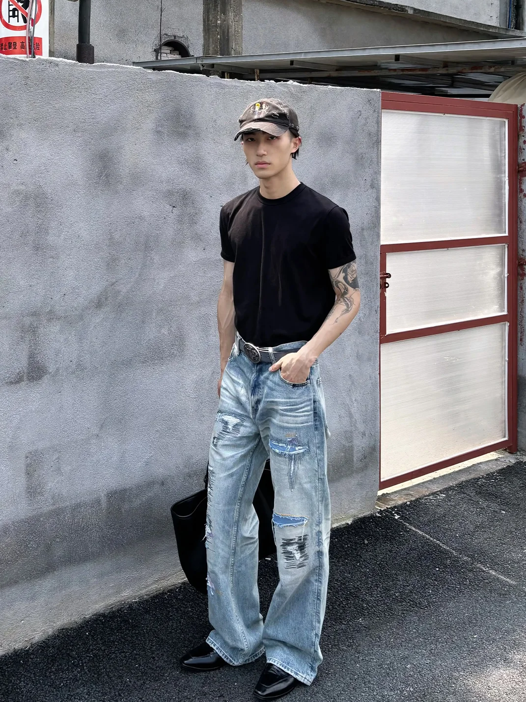 VOWPROGRESS | Boro Embroidered Distressed Loose Straight-Leg Jeans