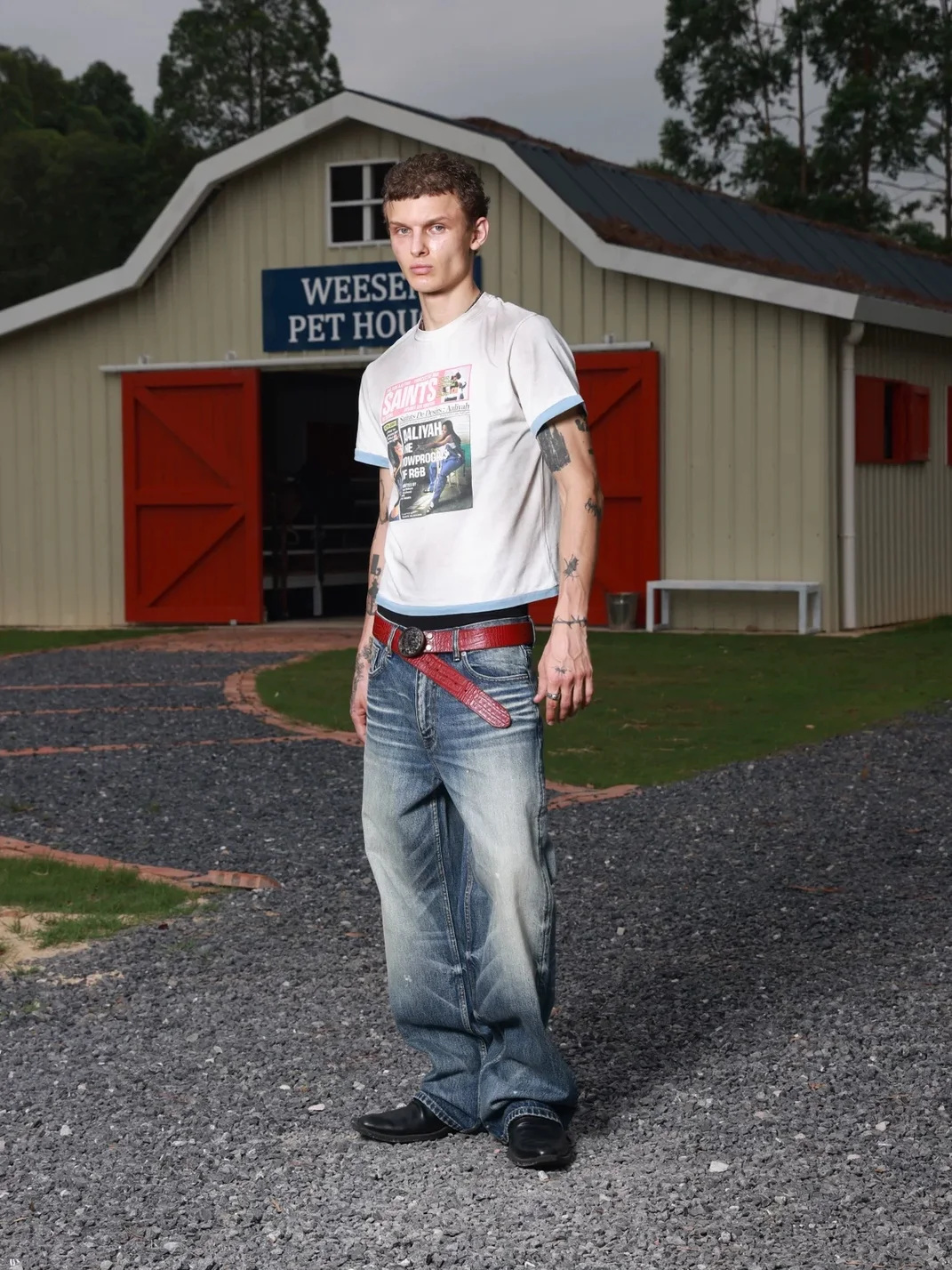VOWPROGRESS | Washed Whiskered Loose Micro-Flare Jeans