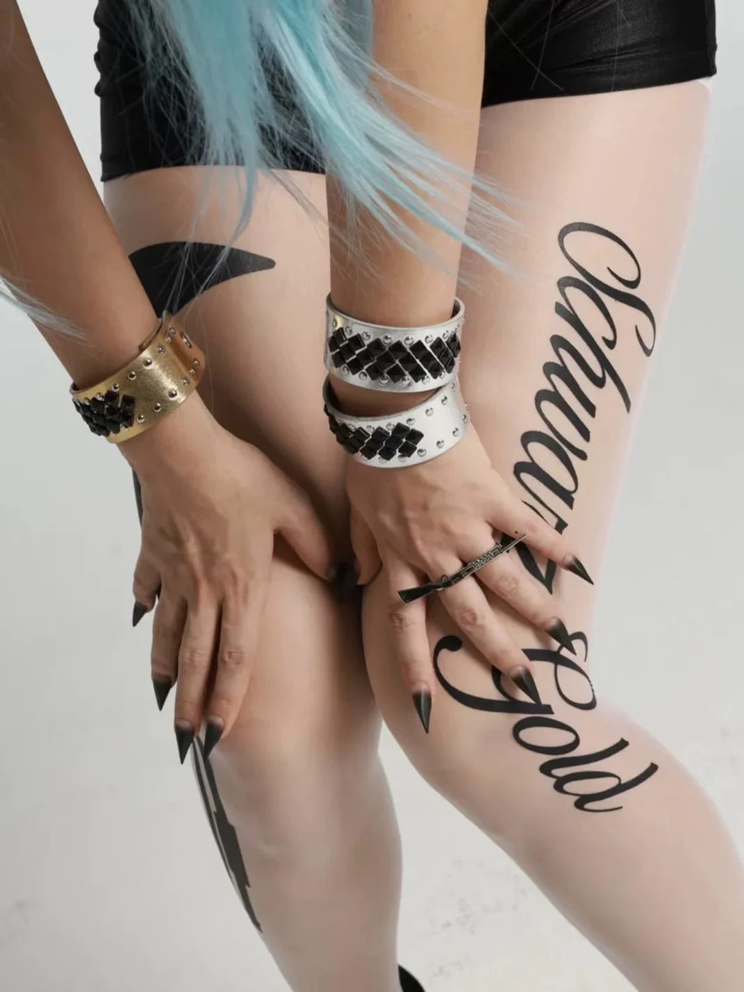SchwarzGold | Ultra-Thin Stretch Gun Print White Pantyhose
