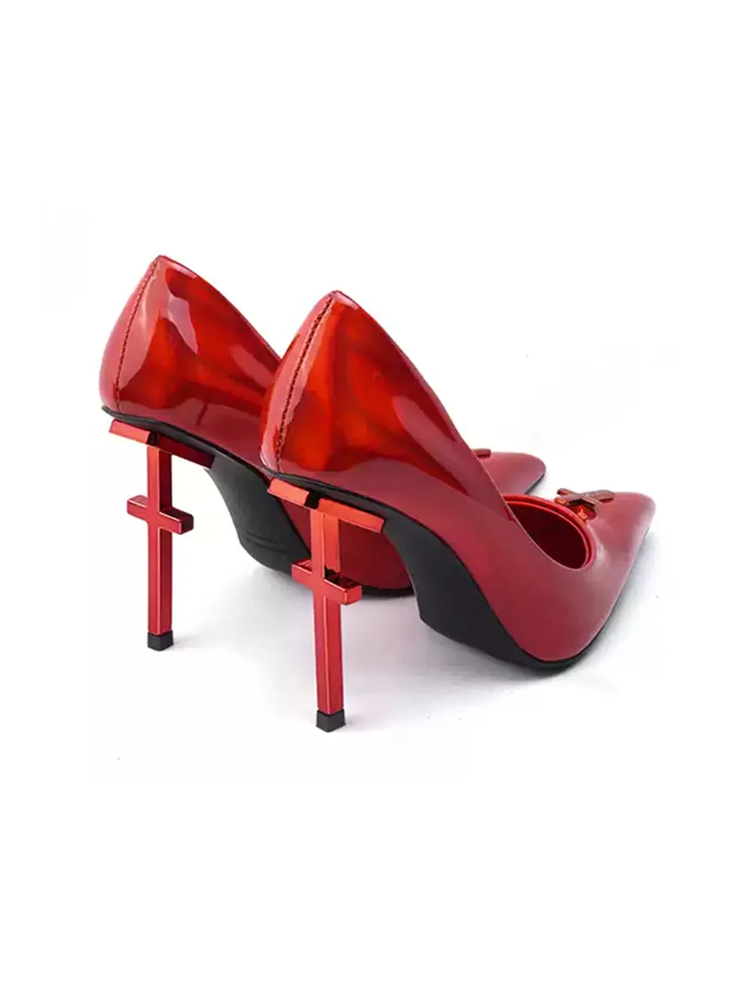 Colorful Bridge | Crucifix Pointed-Toe Red Wedding Heels