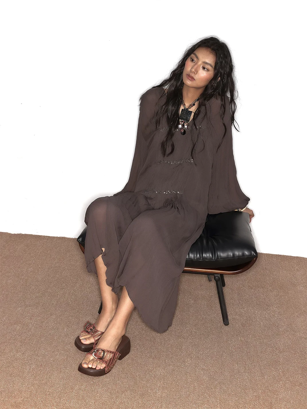 Arcadiagyal | Woven Leather Platform Clog Slides