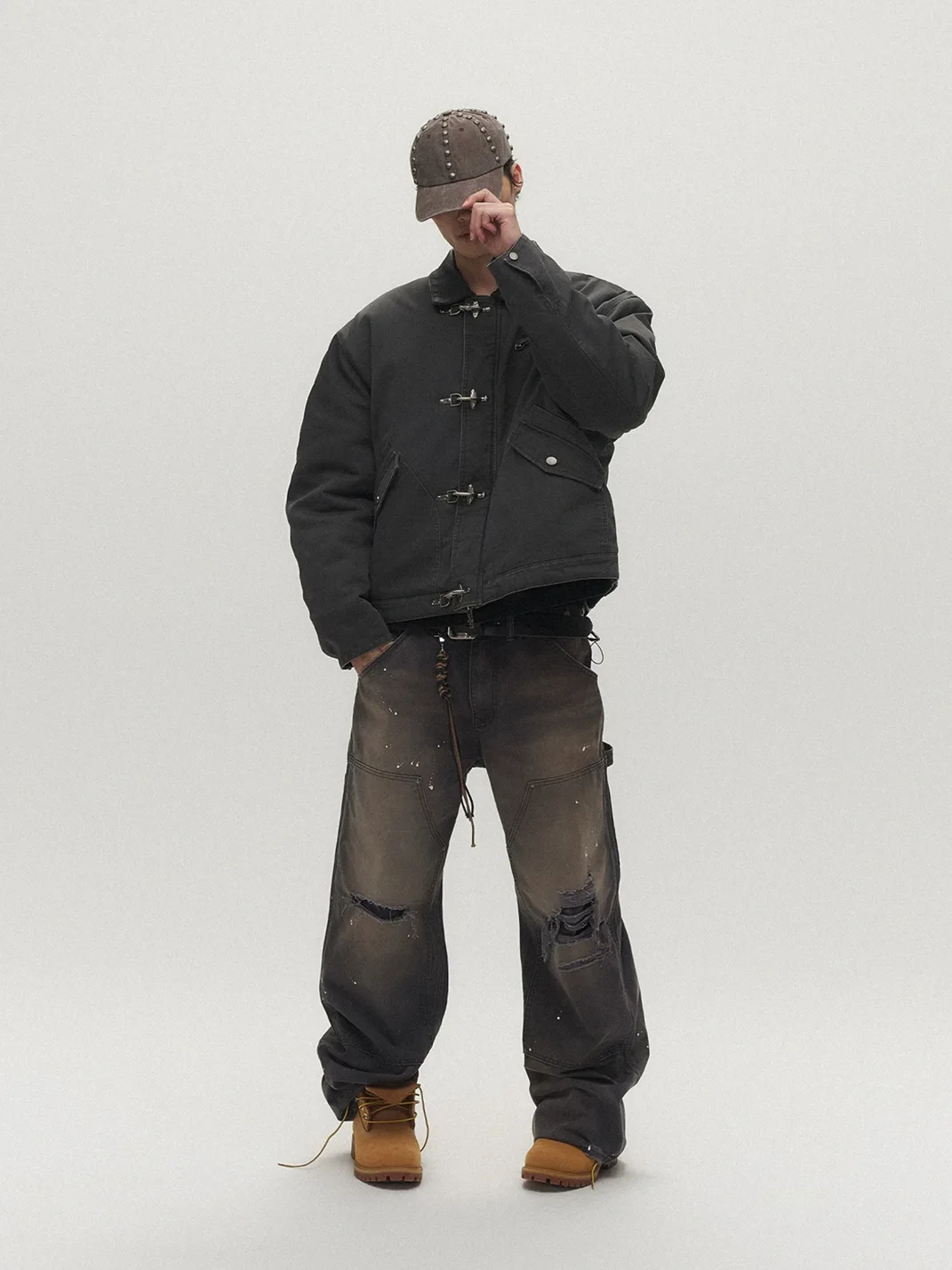 SAXGENWON | Lambskin Collar Oversized Retro Streetwear Padded Jacket