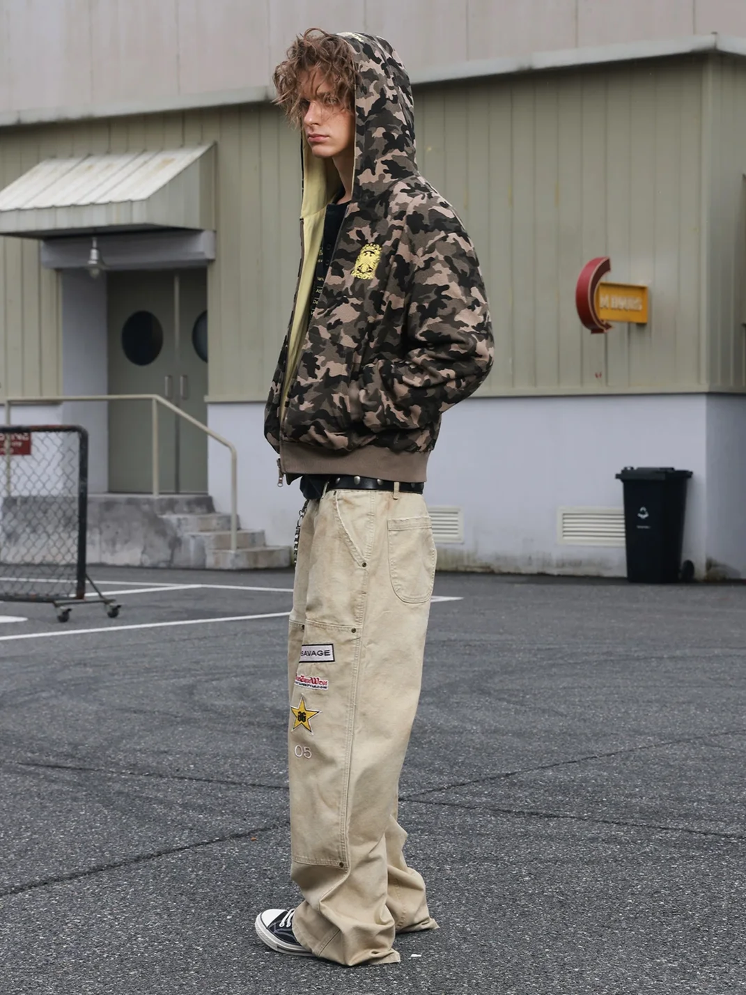 SAXGENWON | Reversible Camouflage Waffle Cropped Zip Hoodie
