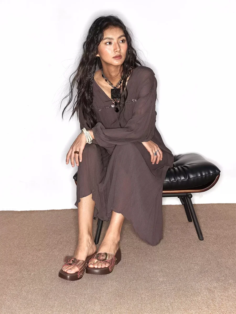 Arcadiagyal | Woven Leather Platform Clog Slides - 4