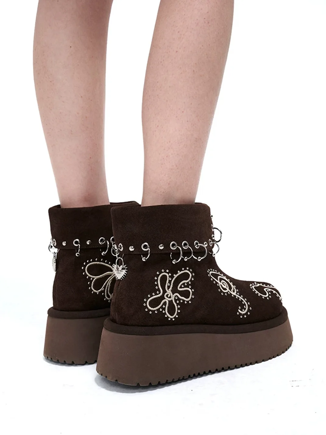 Arcadiagyal | Fair Isle Studded Platform Ankle Boots