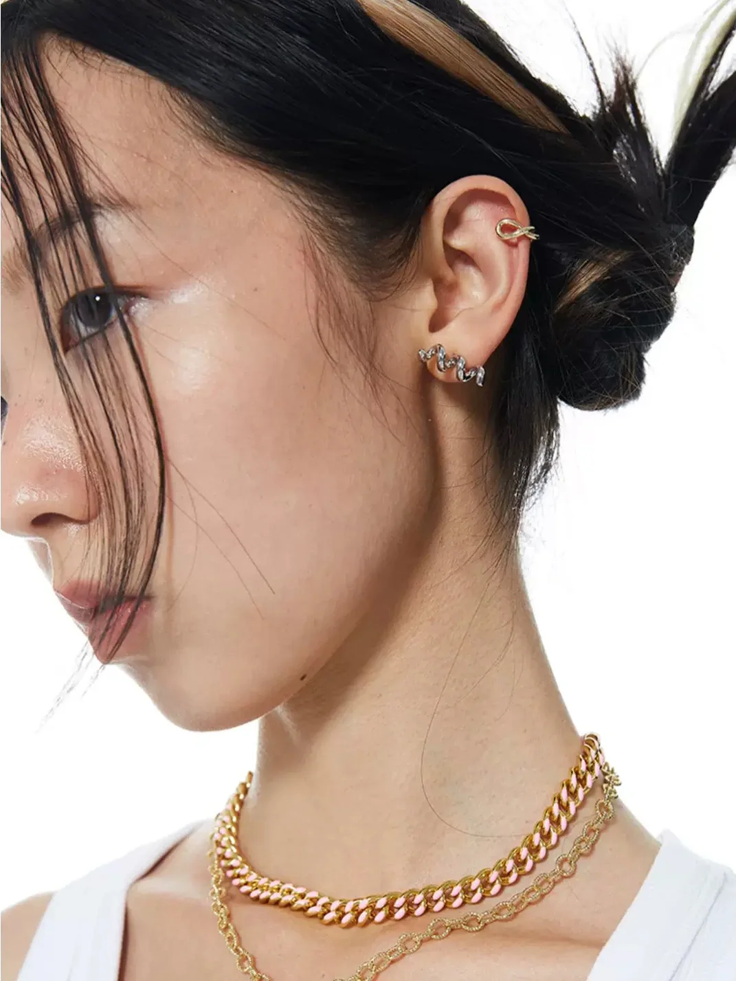 SchwarzGold | Asymmetric Spiral Stud And Clip Earrings