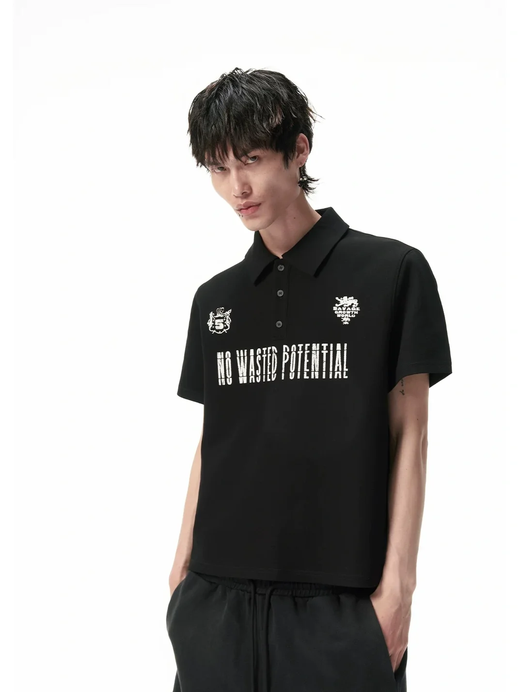 SAXGENWON | Retro Graphic Boxy Short-Sleeve Polo Shirt