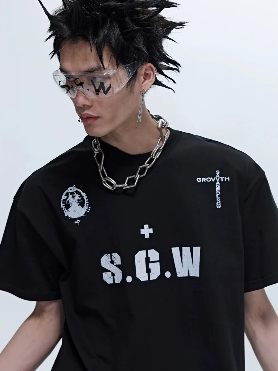 SAXGENWON | Thorn Print Boxy Cropped T-Shirt - 2