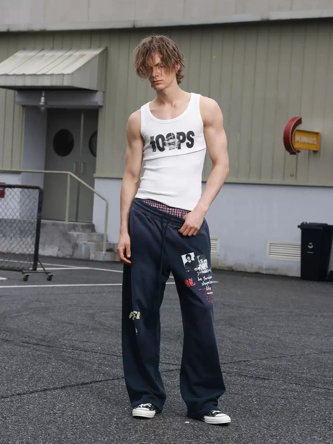 SAXGENWON | Washed Graphic Baggy Wide-Leg Sweatpants