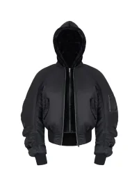 SAXGENWON | Cropped Hooded Faux Fur Bomber Jacket