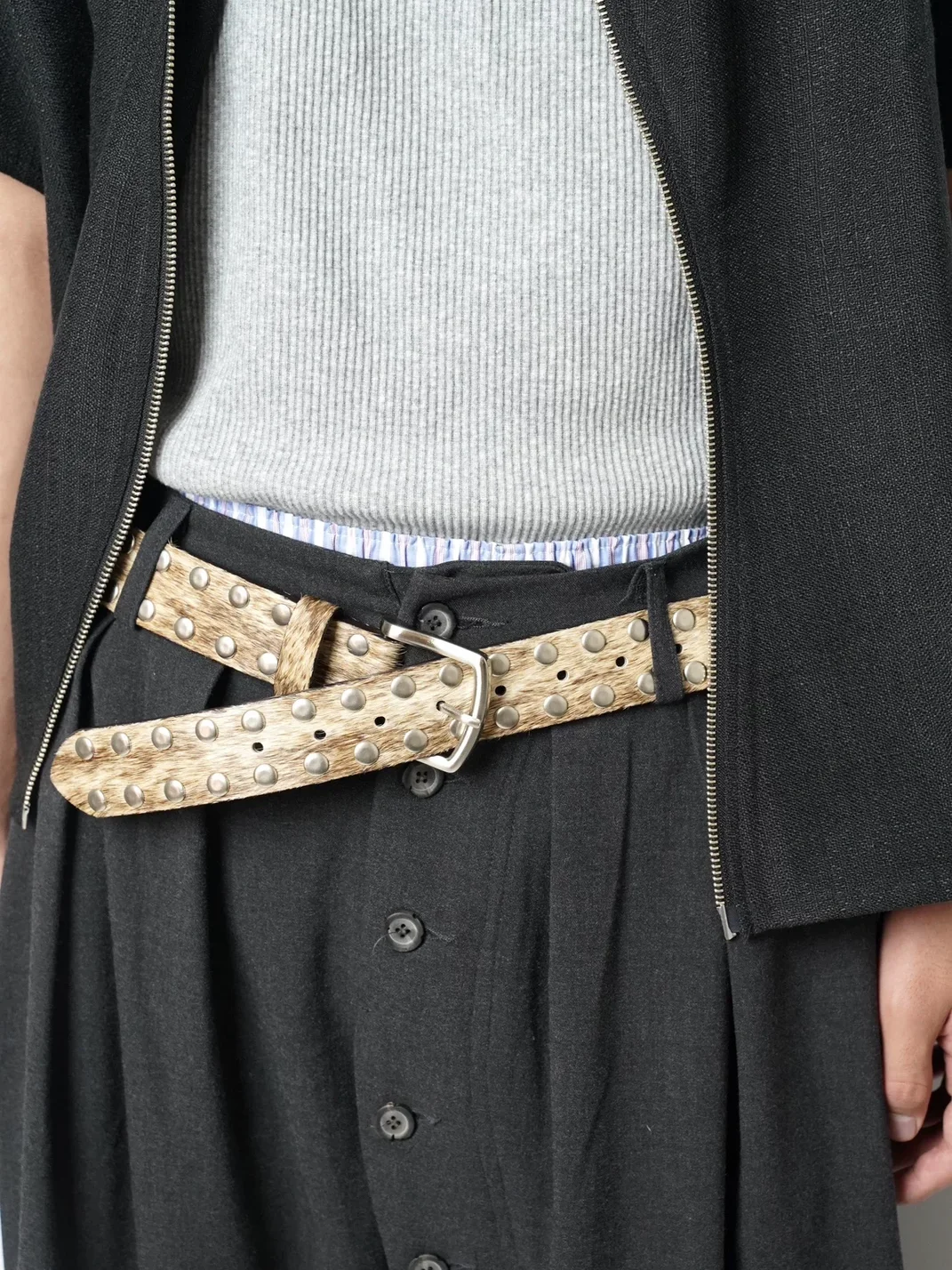 VOWPROGRESS | Studded Horsehair Full-Grain Leather Belt