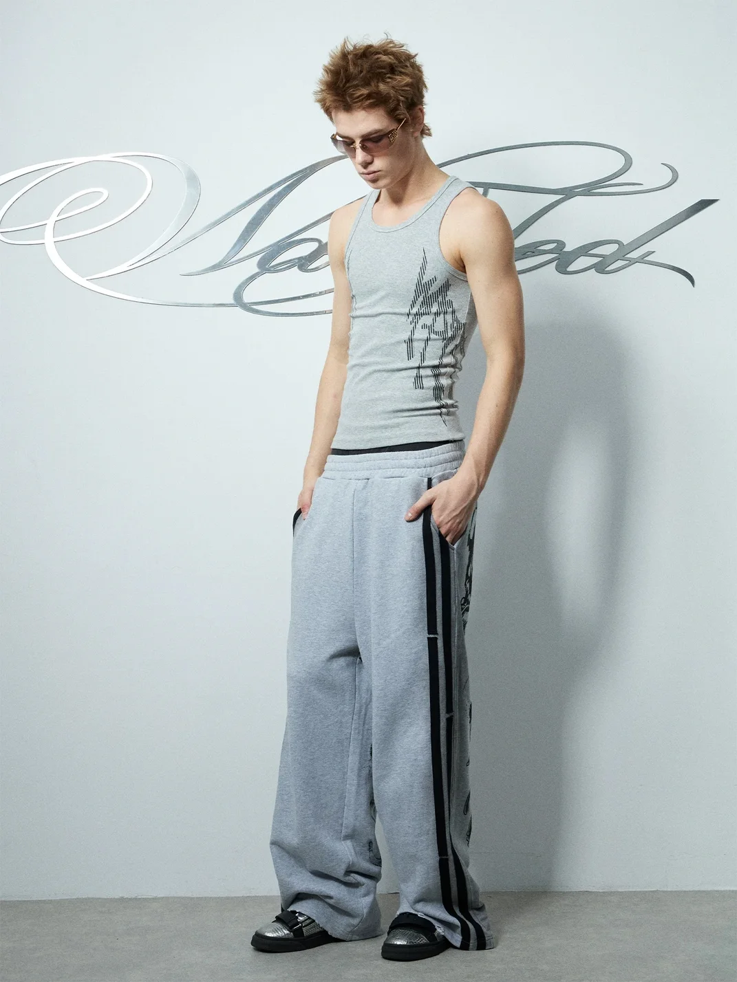 WASTED | Slim Ribbed Graffiti Print Tank Top