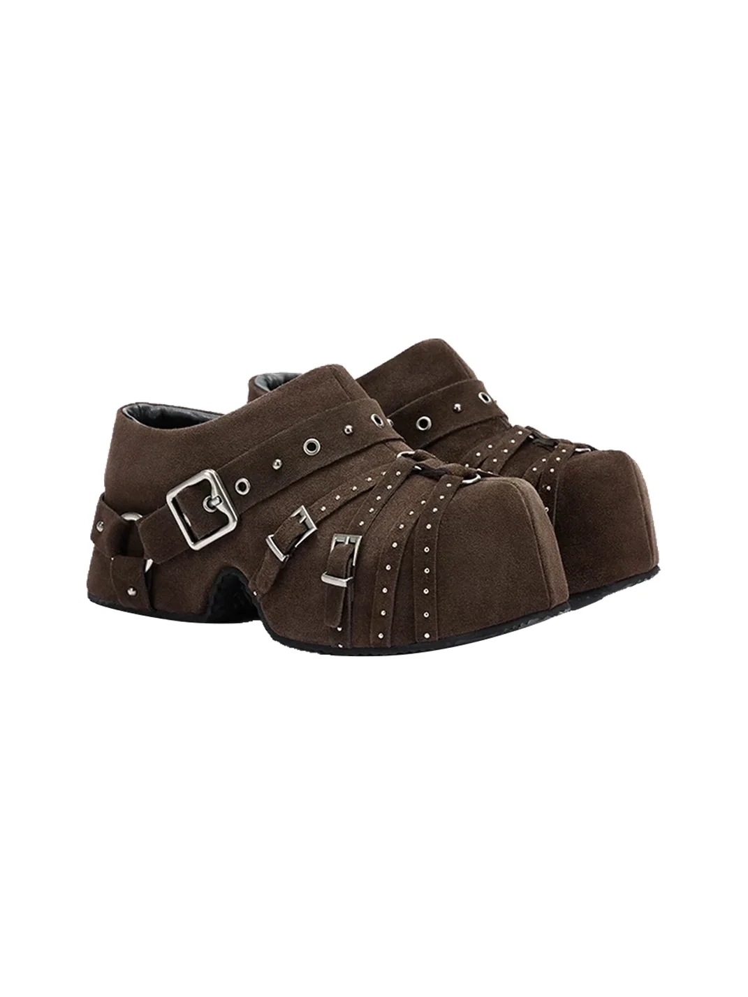 Arcadiagyal | Studded Buckle Platform Closed-Toe Mules