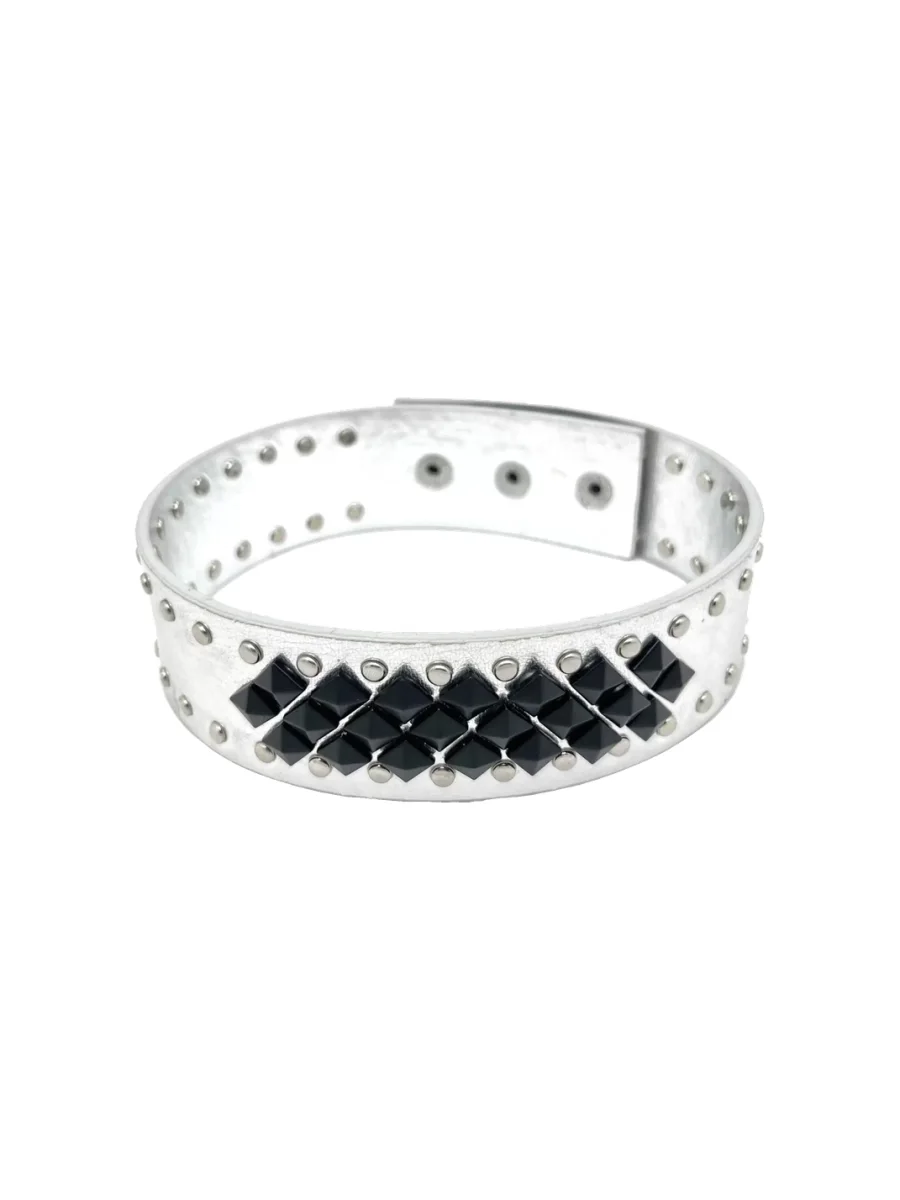 SchwarzGold | Y2K Two-Tone Studded Leather Choker - 4
