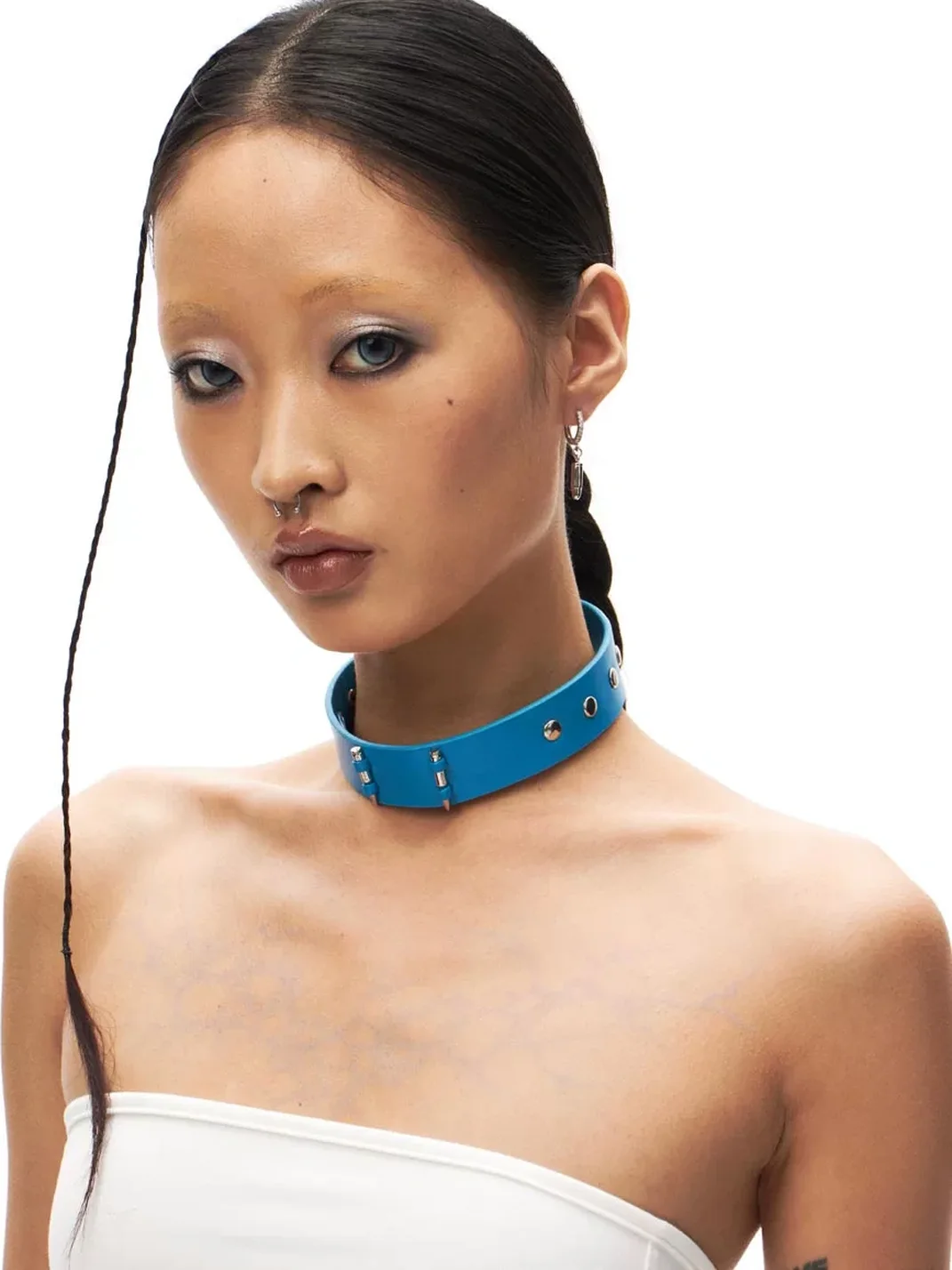 SchwarzGold | Spiked Faux Lambskin Leather Choker