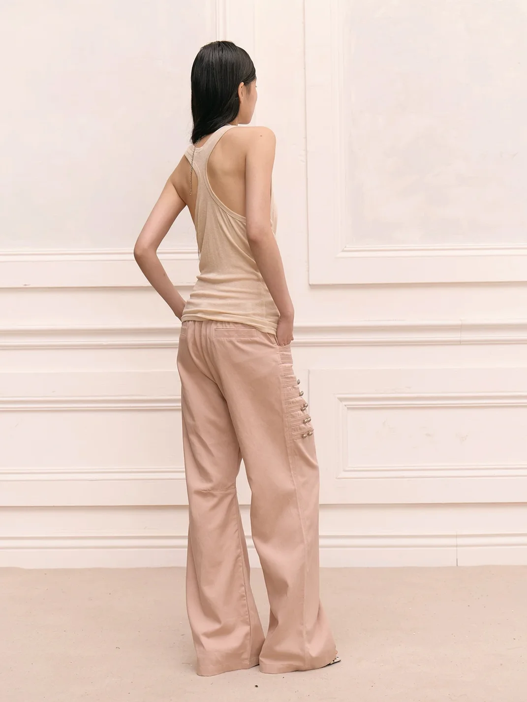 FayChui | Metal Button Wide Leg Pants