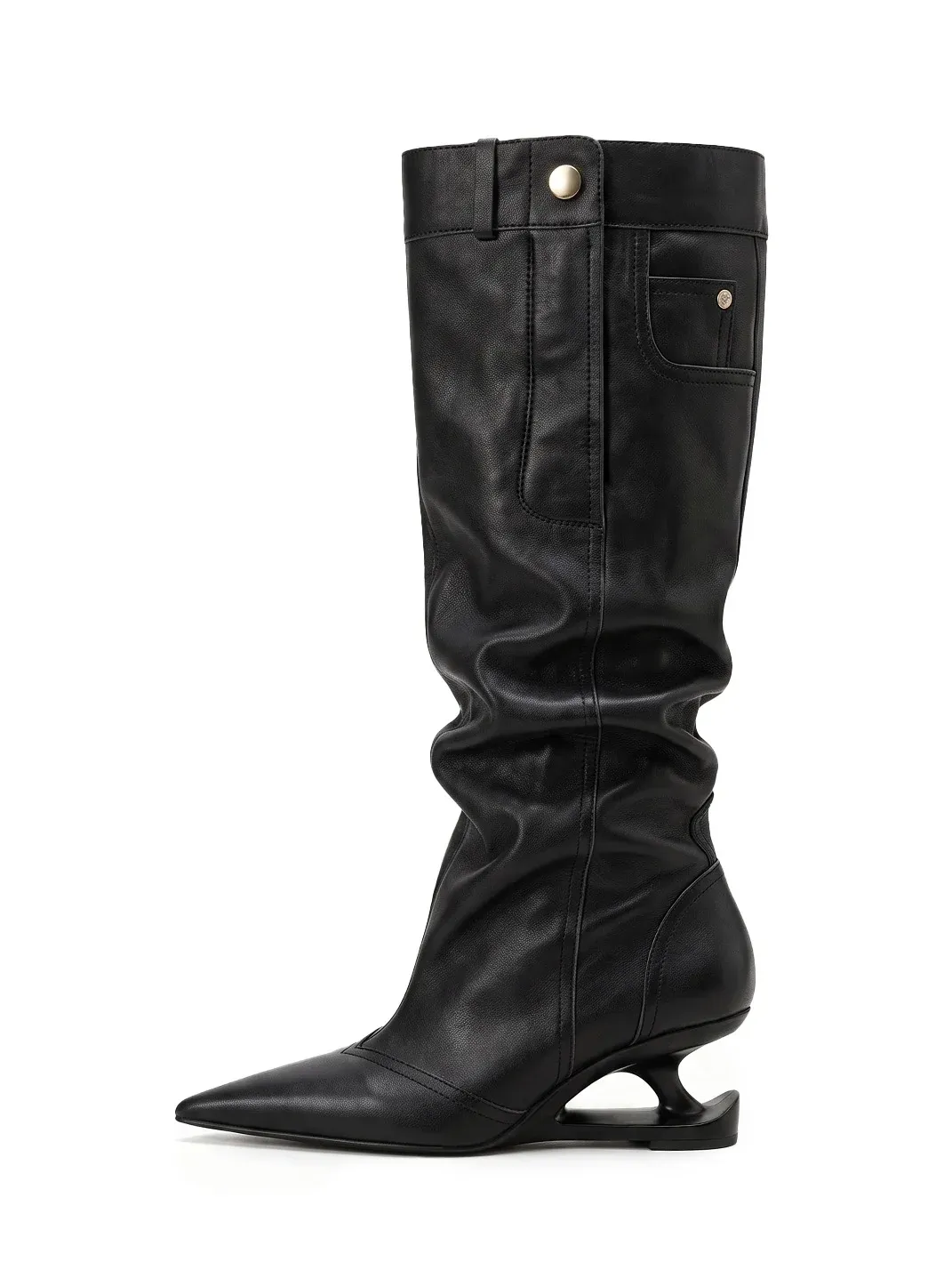 In lucky | Pointed Toe Slouch Knee-High Boots