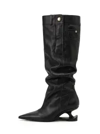 In lucky | Pointed Toe Slouch Knee-High Boots