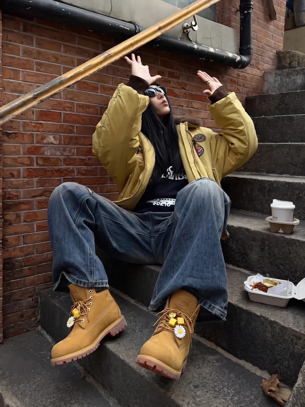 ADC | Yellow Nubuck Leather Work Boots With Shoe Covers