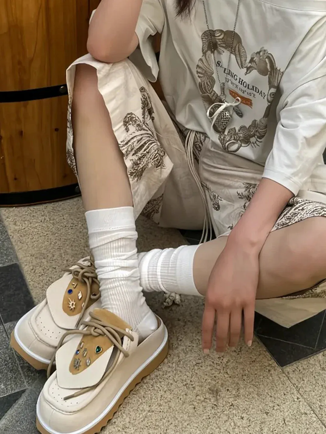 ADC | Suede Lace-Up Mule Slippers with Platform Sole